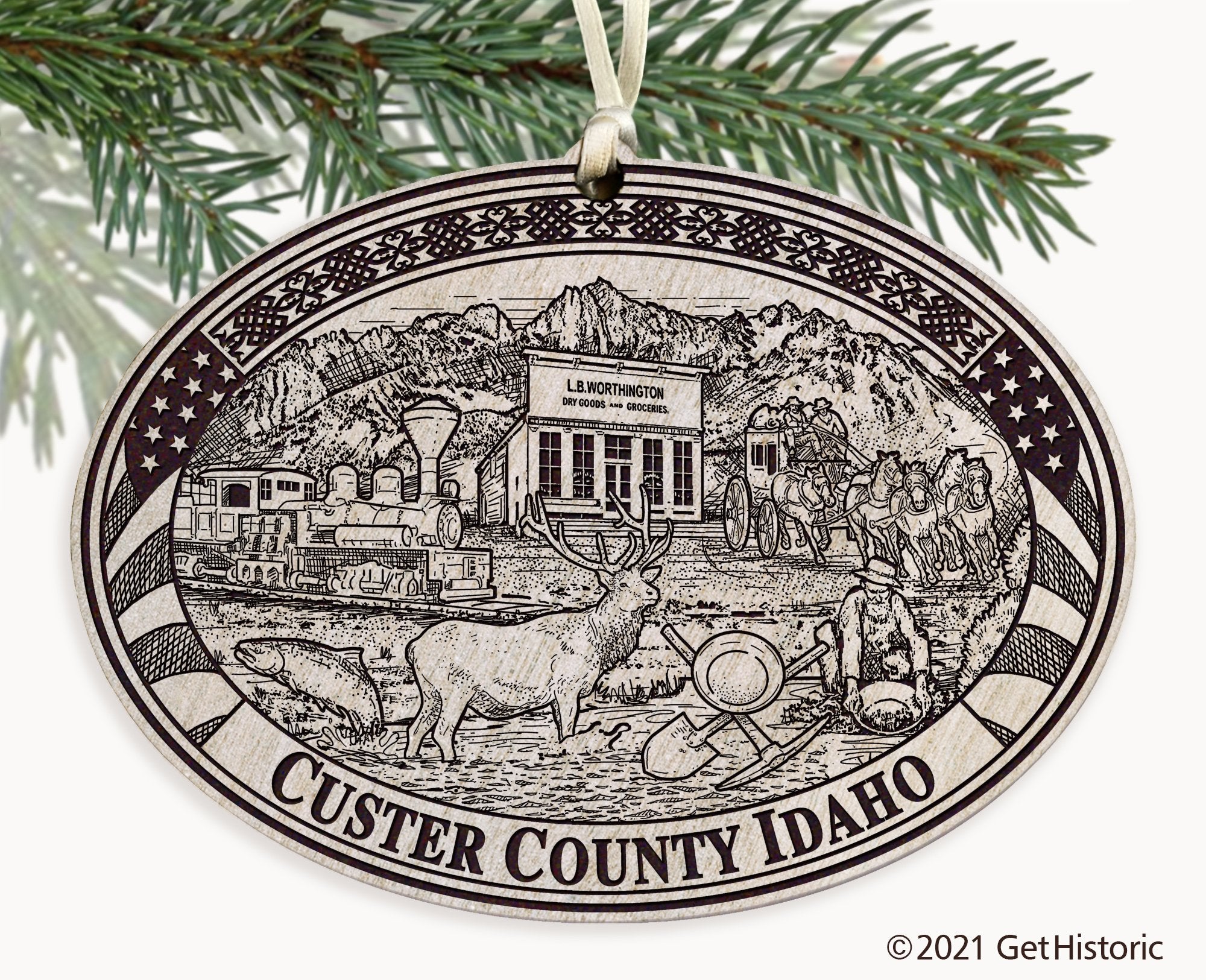 Custer County Idaho Engraved Ornament