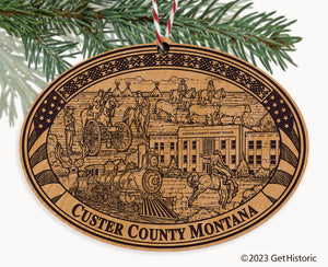 Custer County Montana Engraved Natural Ornament