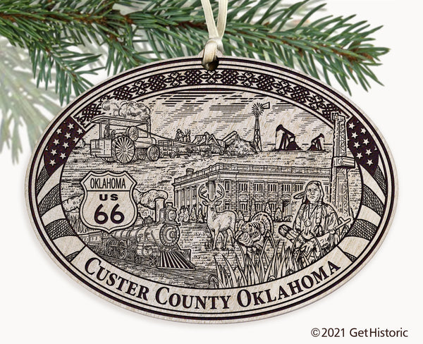 Custer County Oklahoma Engraved Ornament