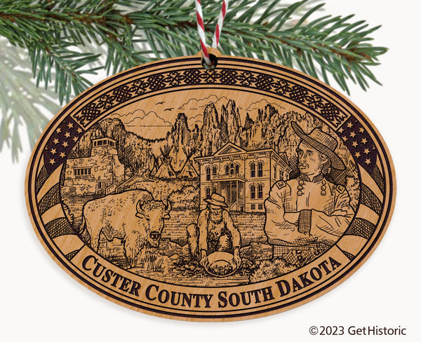 Custer County South Dakota Engraved Natural Ornament