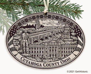 Cuyahoga County Ohio Engraved Ornament