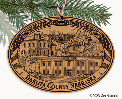 Dakota County Nebraska Engraved Natural Ornament
