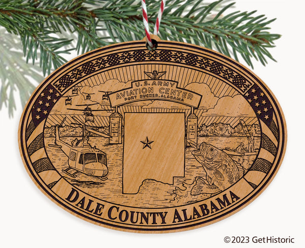 Dale County Alabama Engraved Natural Ornament