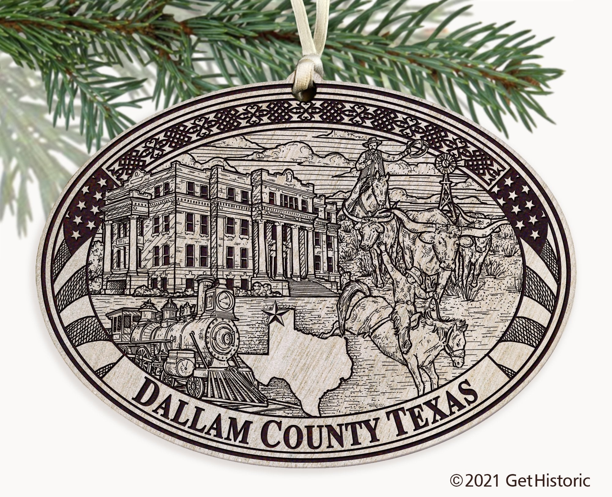 Dallam County Texas Engraved Ornament