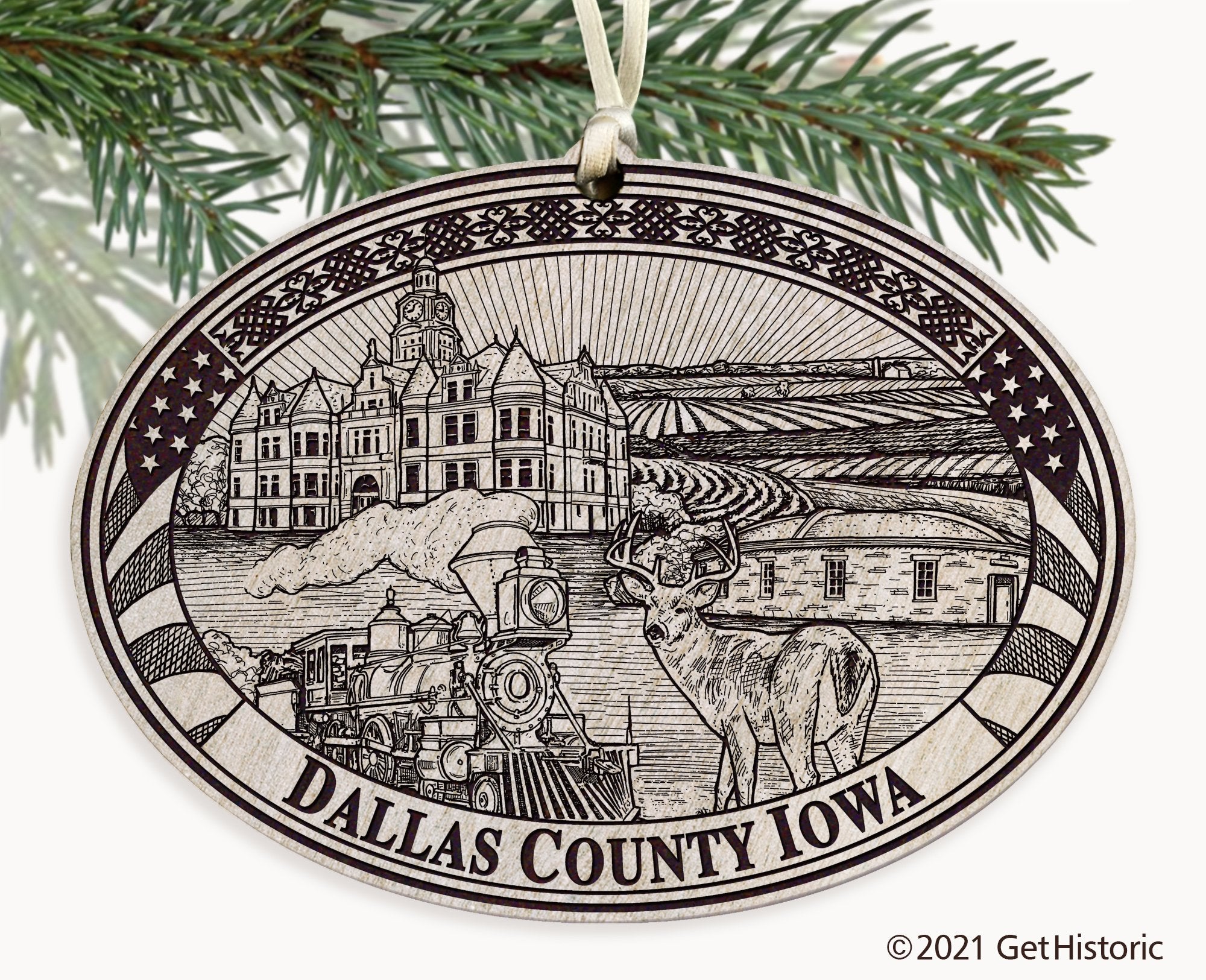 Dallas County Iowa Engraved Ornament