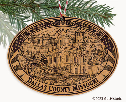 Dallas County Missouri Engraved Natural Ornament