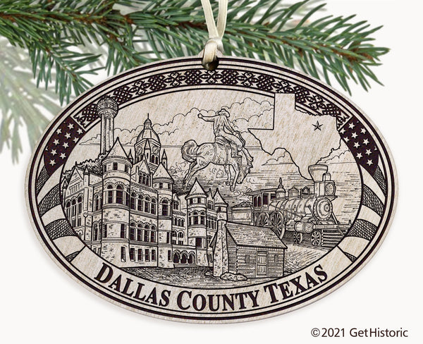 Dallas County Texas Engraved Ornament