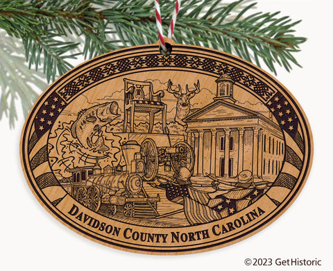 Davidson County North Carolina Engraved Natural Ornament