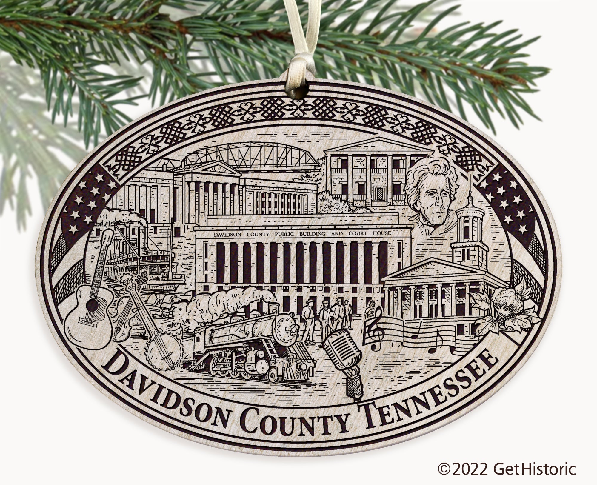 Davidson County Tennessee Engraved Ornament