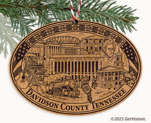 Davidson County Tennessee Engraved Natural Ornament