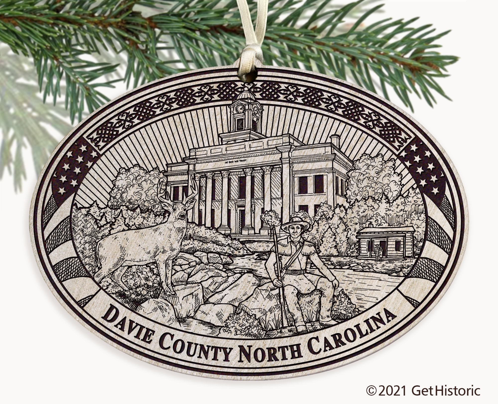 Davie County North Carolina Engraved Ornament