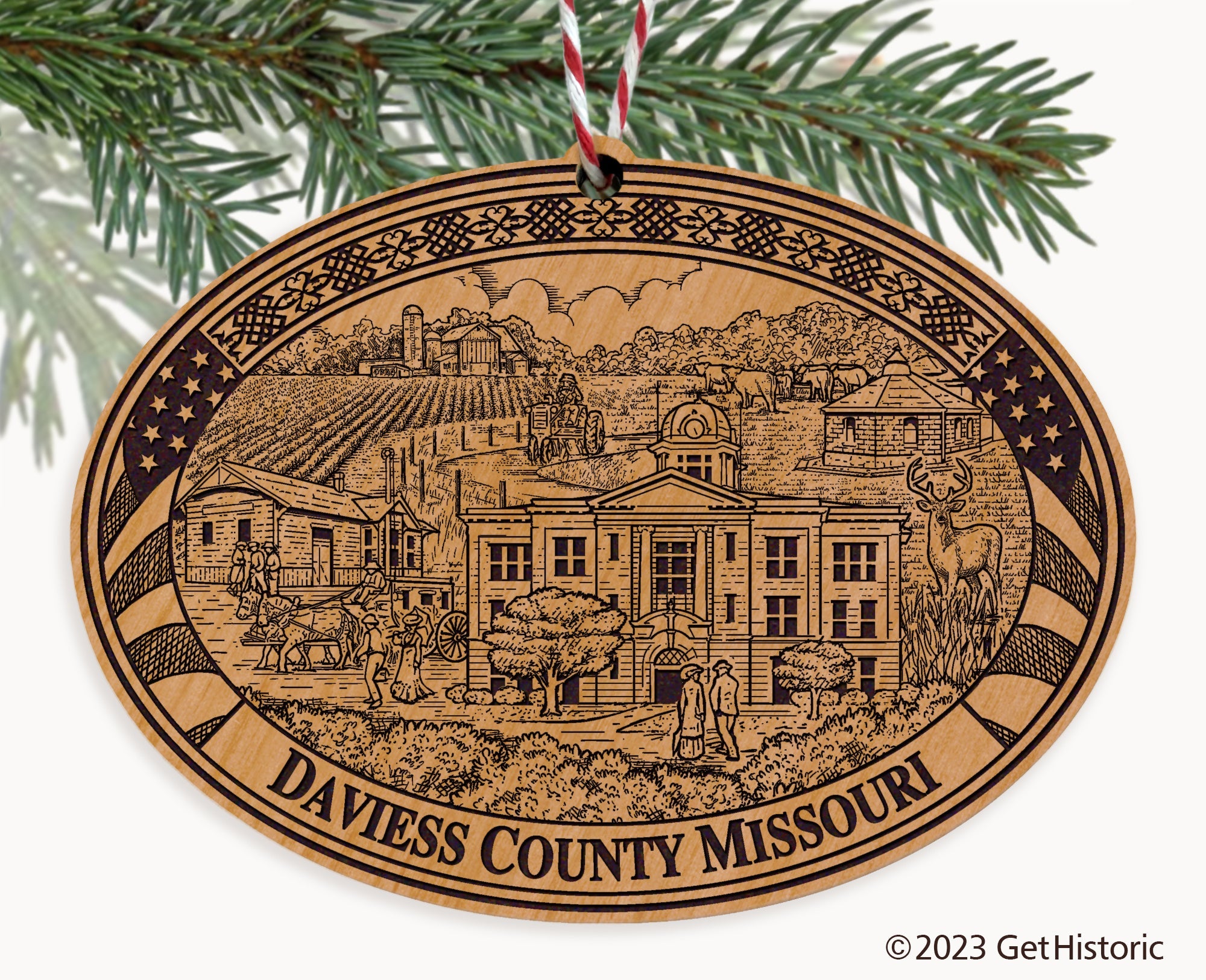 Daviess County Missouri Engraved Natural Ornament