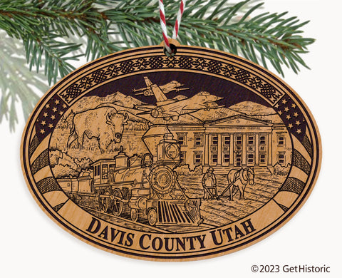 Davis County Utah Engraved Natural Ornament