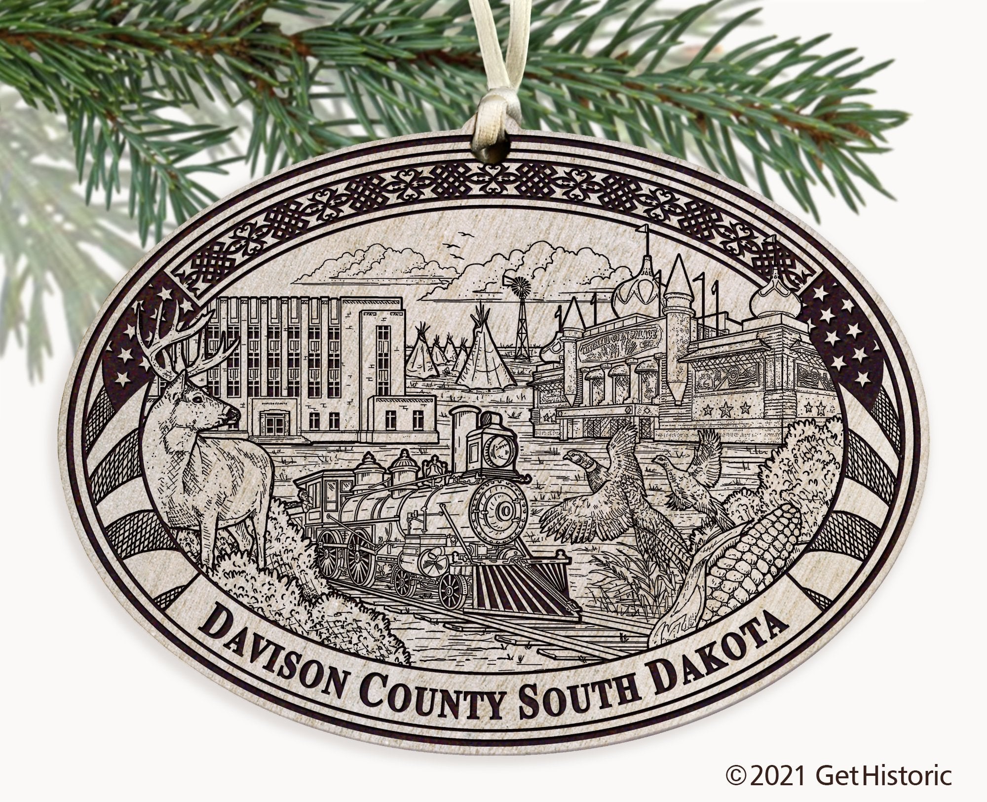 Davison County South Dakota Engraved Ornament