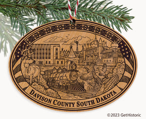 Davison County South Dakota Engraved Natural Ornament