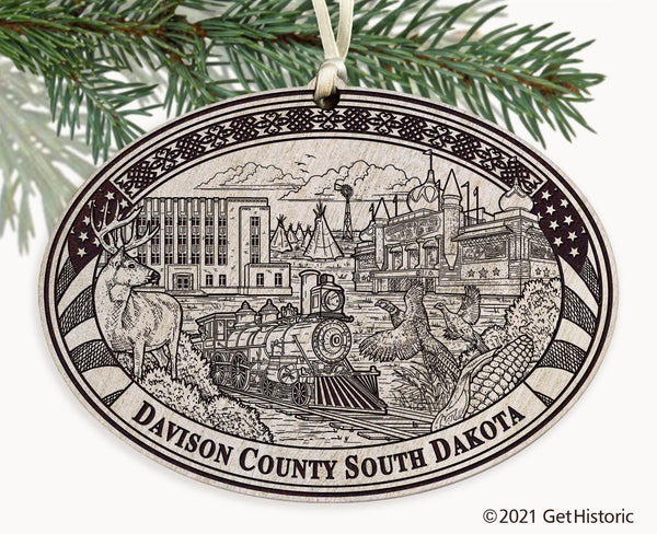 Davison County South Dakota Engraved Ornament