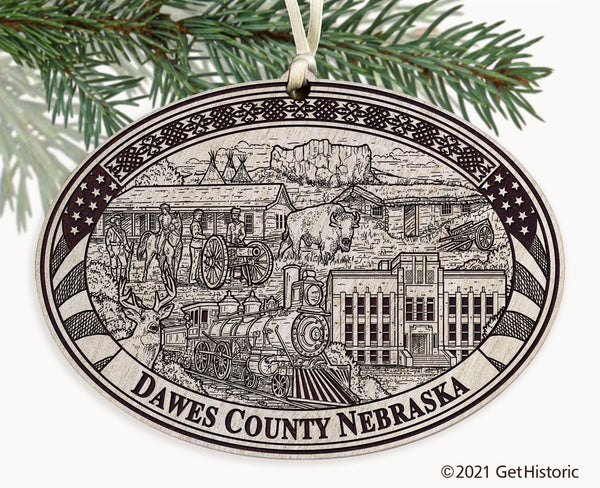 Dawes County Nebraska Engraved Ornament