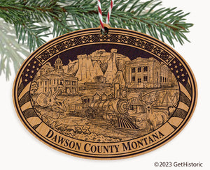 Dawson County Montana Engraved Natural Ornament