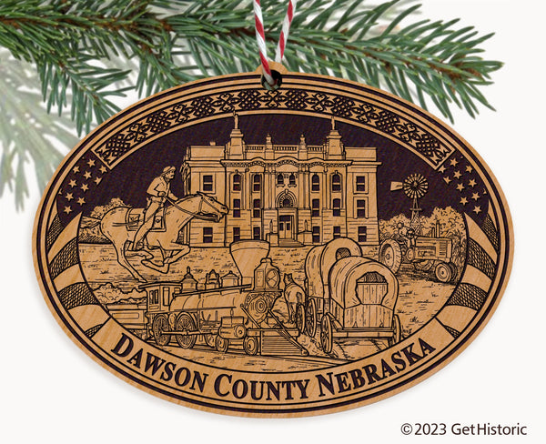 Dawson County Nebraska Engraved Natural Ornament