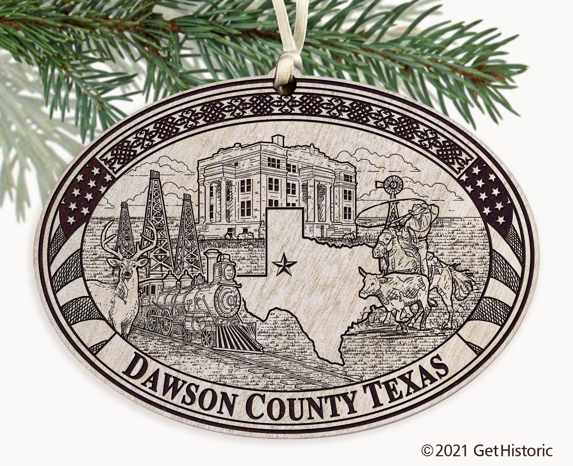 Dawson County Texas Engraved Ornament