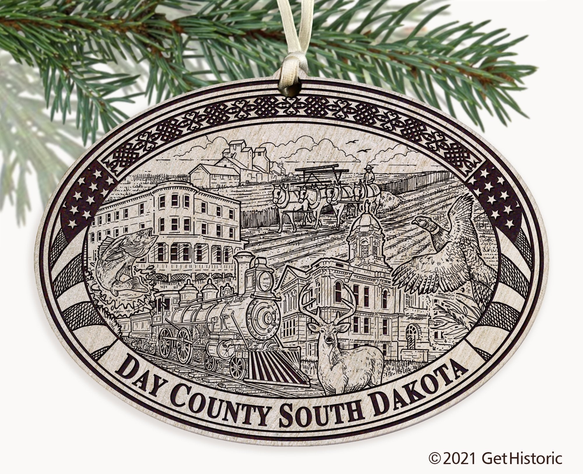 Day County South Dakota Engraved Ornament