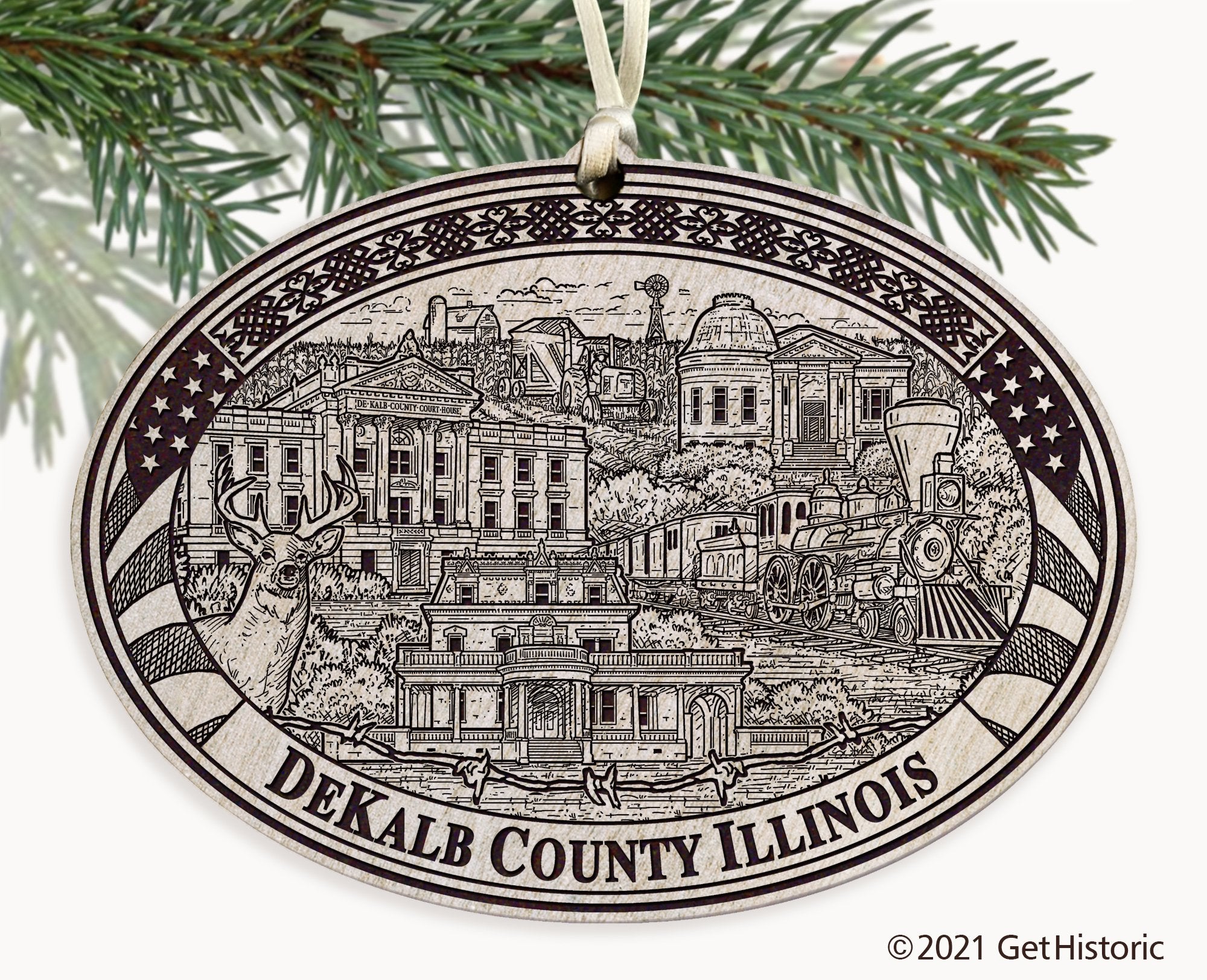 DeKalb County Illinois Engraved Ornament