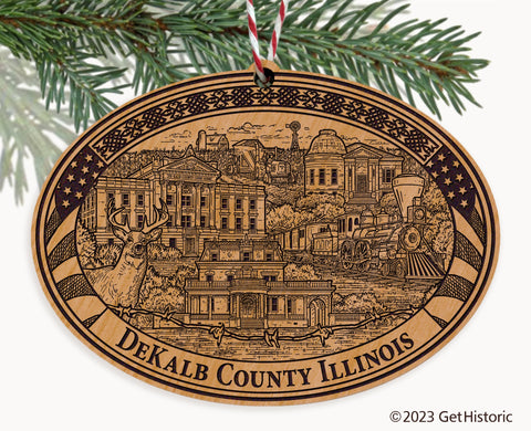 DeKalb County Illinois Engraved Natural Ornament