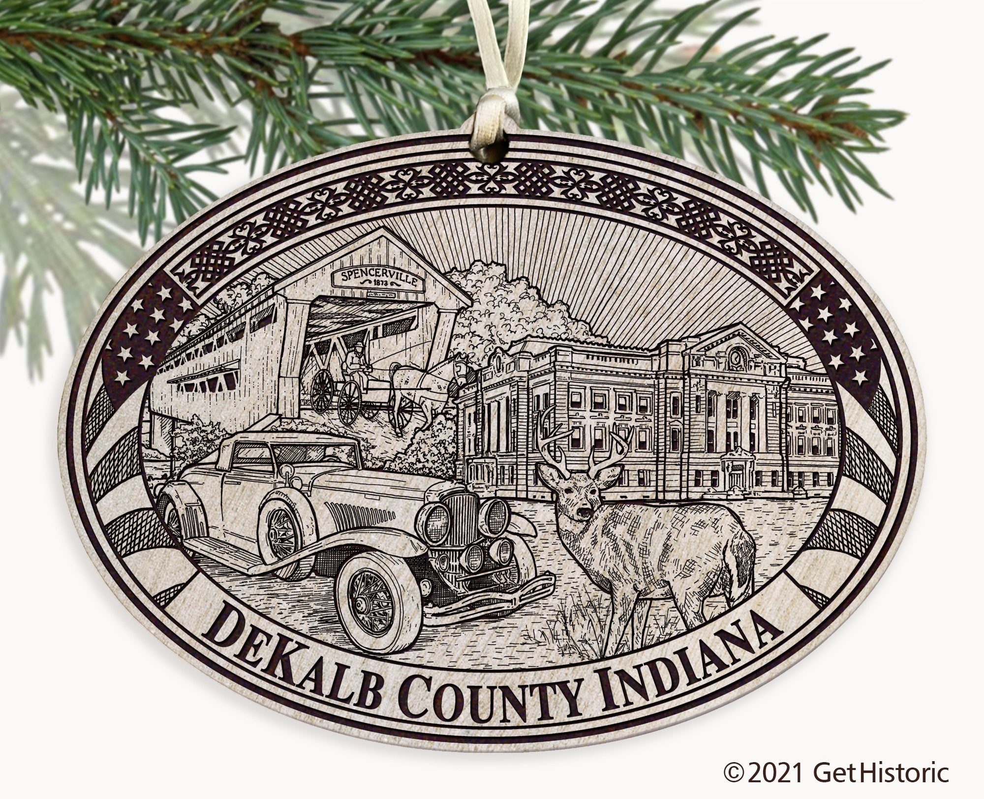 DeKalb County Indiana Engraved Ornament