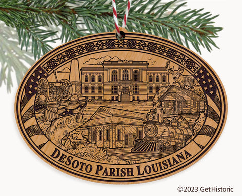 DeSoto Parish Louisiana Engraved Natural Ornament