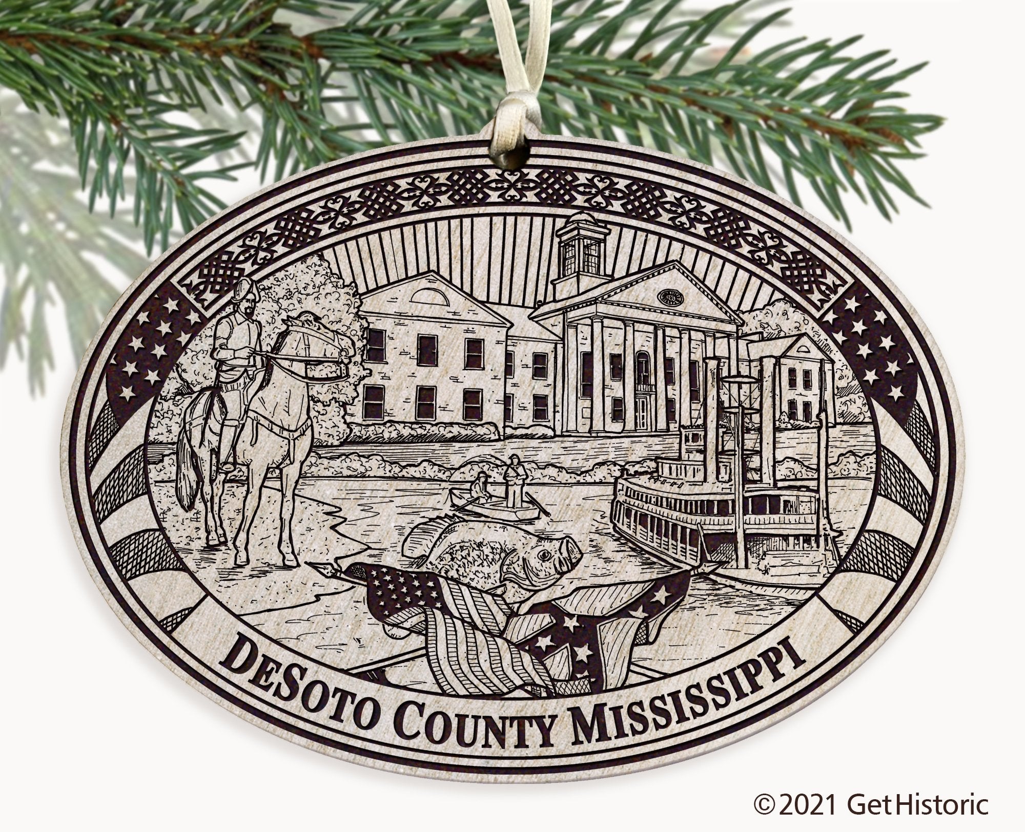 DeSoto County Mississippi Engraved Ornament