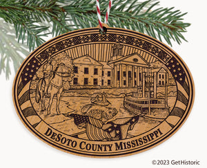 DeSoto County Mississippi Engraved Natural Ornament