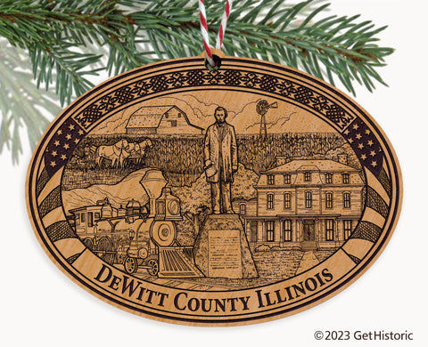 De Witt County Illinois Engraved Natural Ornament