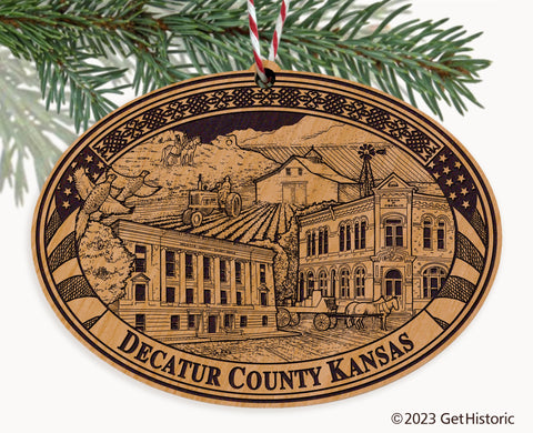 Decatur County Kansas Engraved Natural Ornament