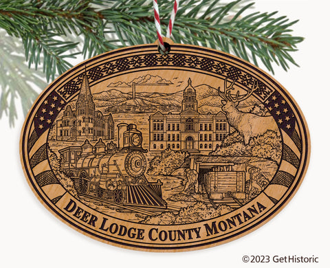 Deer Lodge County Montana Engraved Natural Ornament