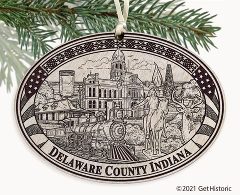 Delaware County Indiana Engraved Ornament