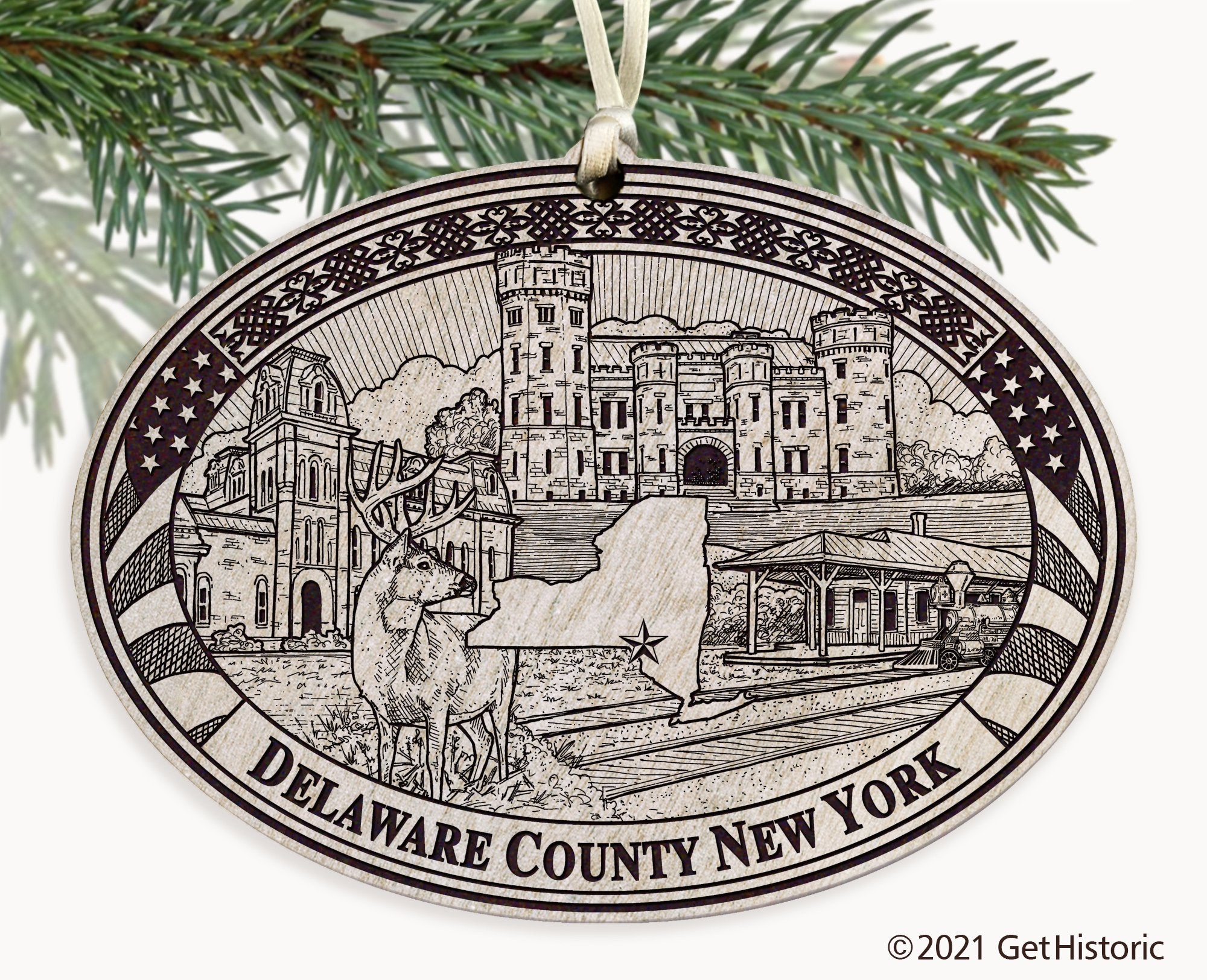 Delaware County New York Engraved Ornament