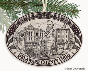 Delaware County Ohio Engraved Ornament