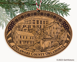 Delaware County Oklahoma Engraved Natural Ornament