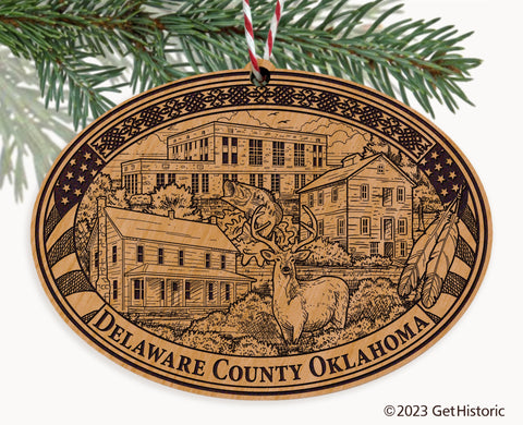 Delaware County Oklahoma Engraved Natural Ornament