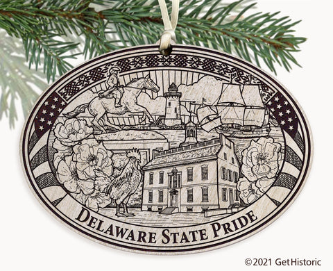 Delaware State Engraved Ornament