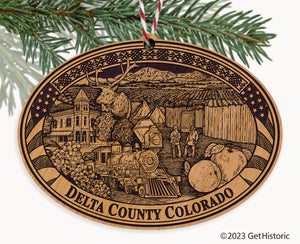 Delta County Colorado Engraved Natural Ornament