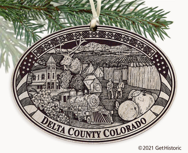 Delta County Colorado Engraved Ornament