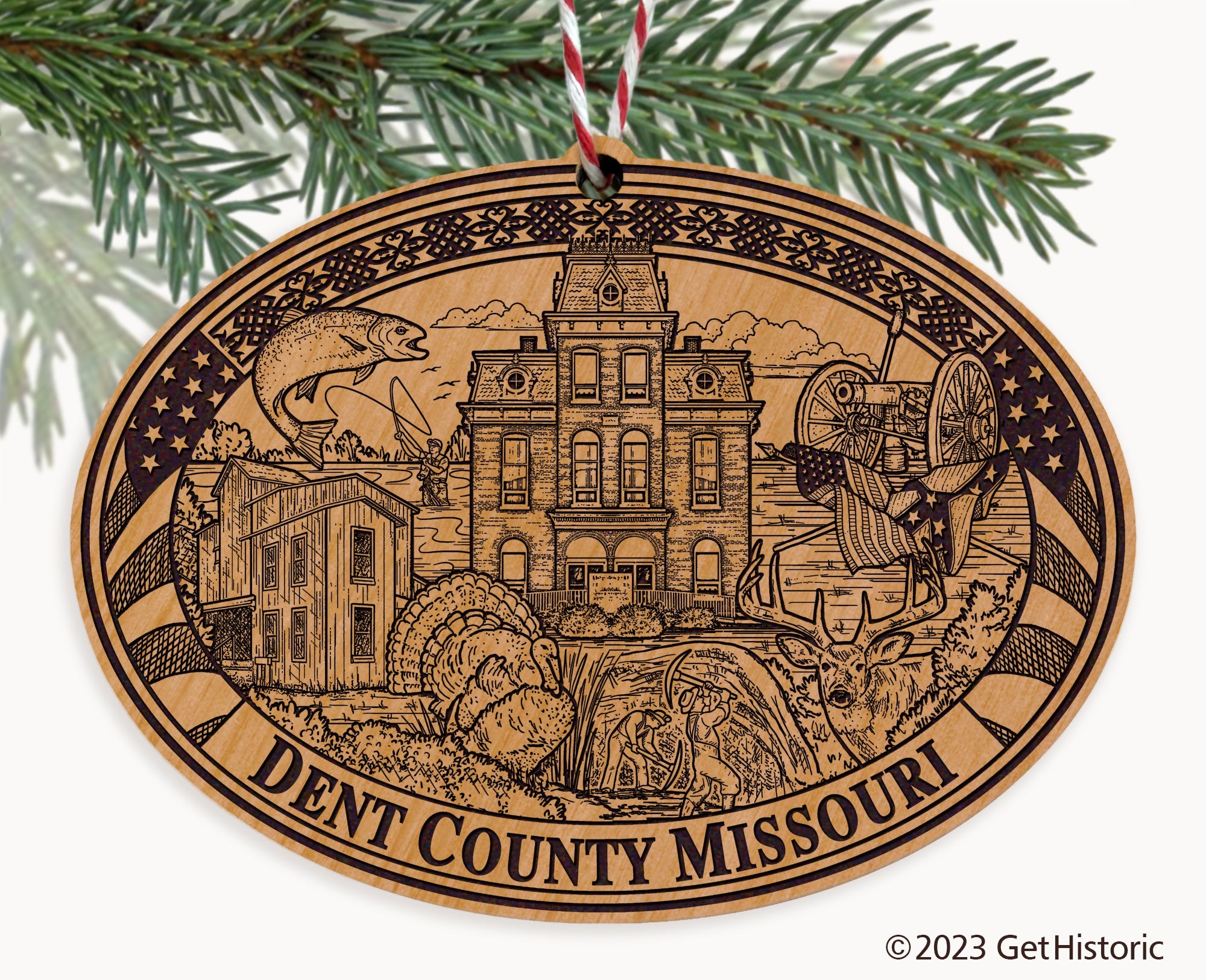 Dent County Missouri Engraved Natural Ornament