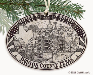Denton County Texas Engraved Ornament