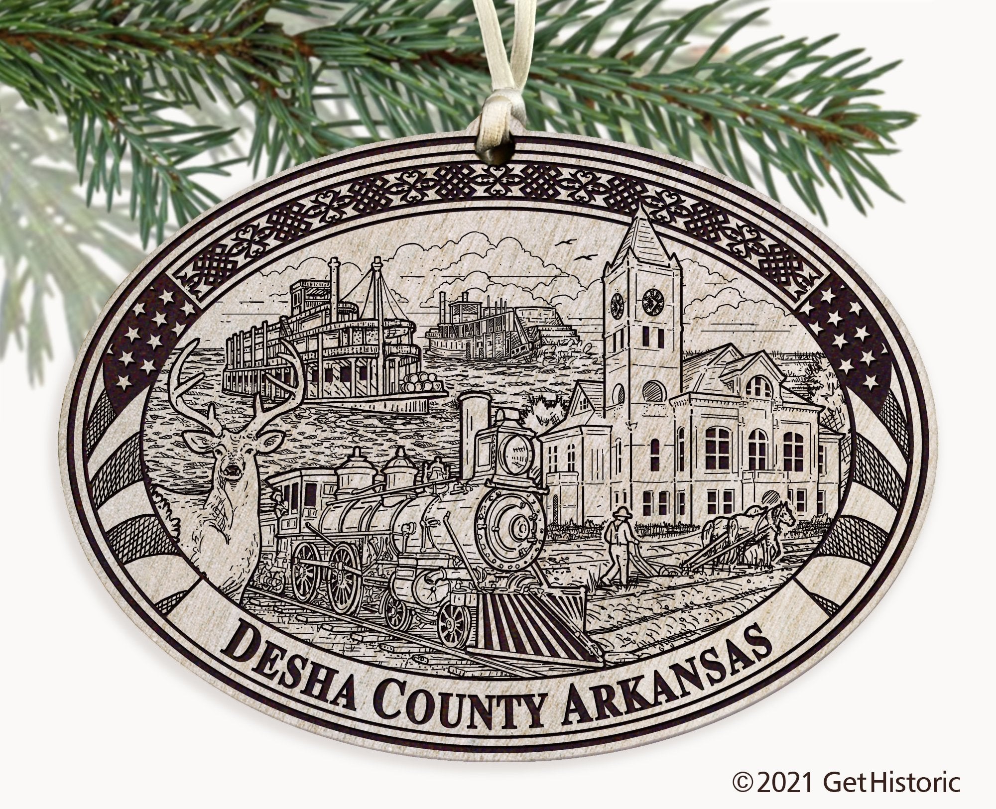 Desha County Arkansas Engraved Ornament