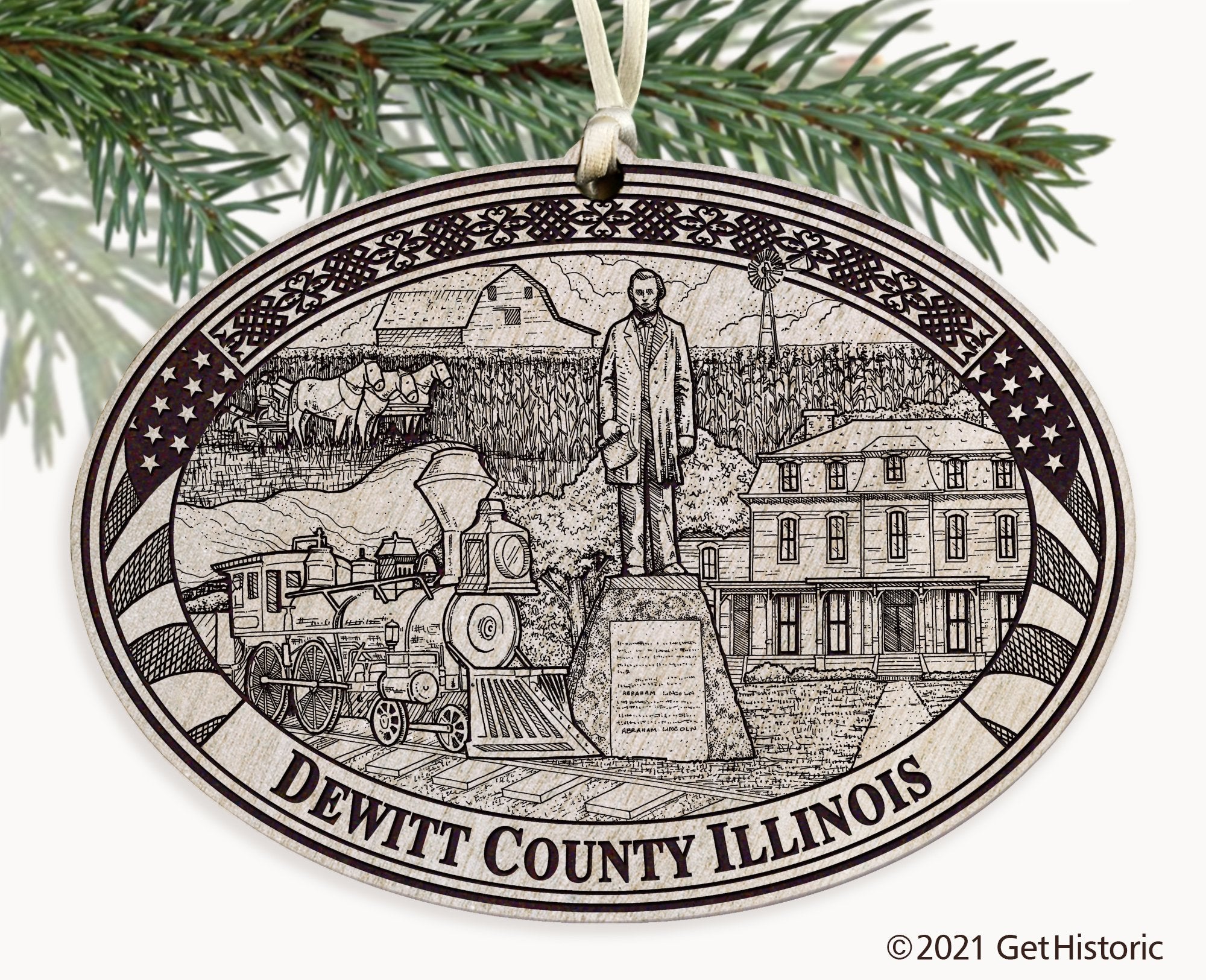 De Witt County Illinois Engraved Ornament