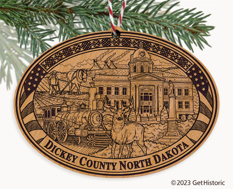 Dickey County North Dakota Engraved Natural Ornament