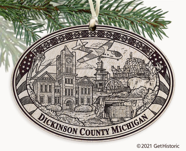 Dickinson County Michigan Engraved Ornament
