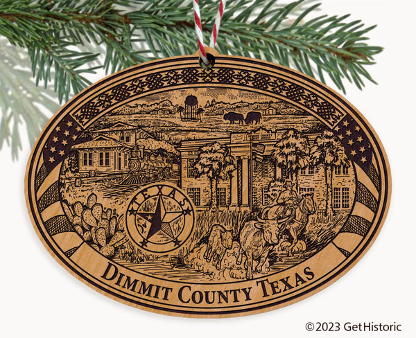 Dimmit County Texas Engraved Natural Ornament