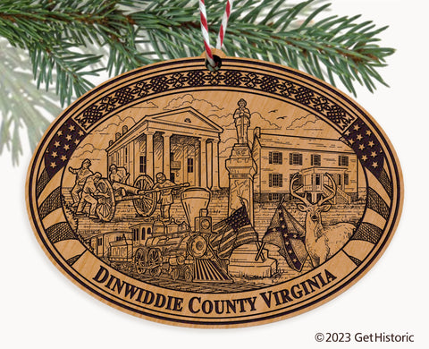 Dinwiddie County Virginia Engraved Natural Ornament